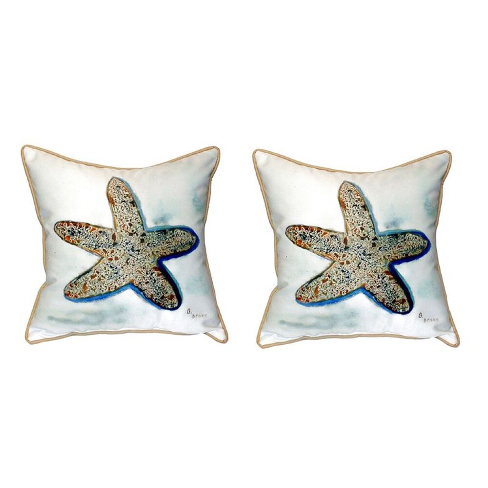 Pair of Betsy Drake Betsy’s Starfish Large Pillows 18 Inch X 18 Inch